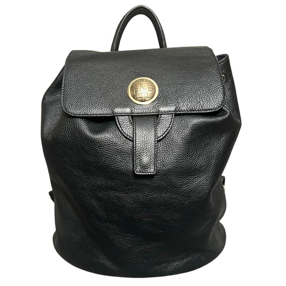 NWT Haiying Snider Black Pebbled Leather Backpack Quiet Luxury Minimalist